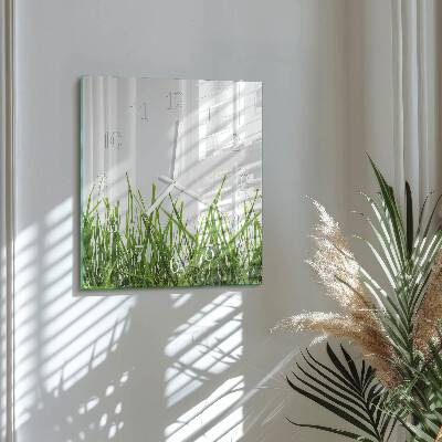 Horloge carrée en verre Herbe