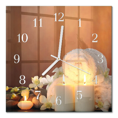 Horloge carrée en verre Bougies de spa