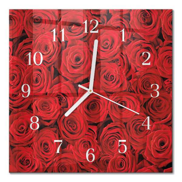 Horloge carrée en verre Roses