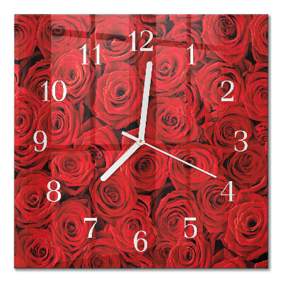 Horloge carrée en verre Roses