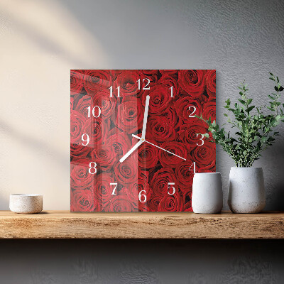 Horloge carrée en verre Roses