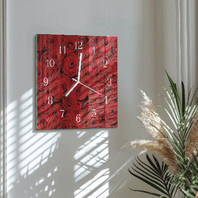 Horloge carrée en verre Roses