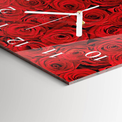 Horloge carrée en verre Roses