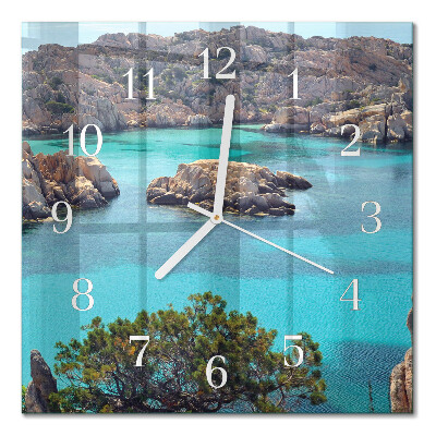 Horloge carrée en verre Paysage marin