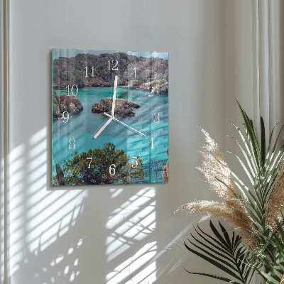 Horloge carrée en verre Paysage marin