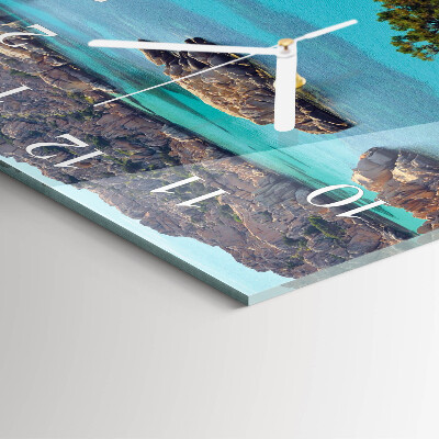 Horloge carrée en verre Paysage marin