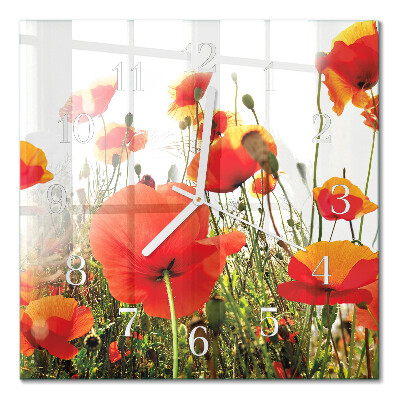 Horloge murale carrée Coquelicots