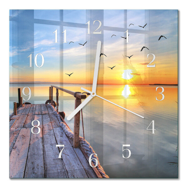 Horloge carrée en verre Jetée
