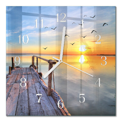 Horloge carrée en verre Jetée