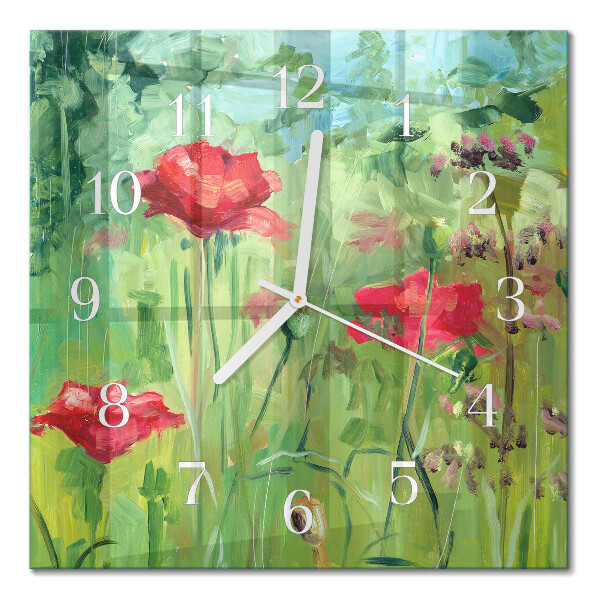 Horloge murale carrée Coquelicots