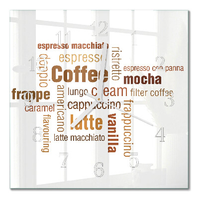 Horloge carrée en verre Café