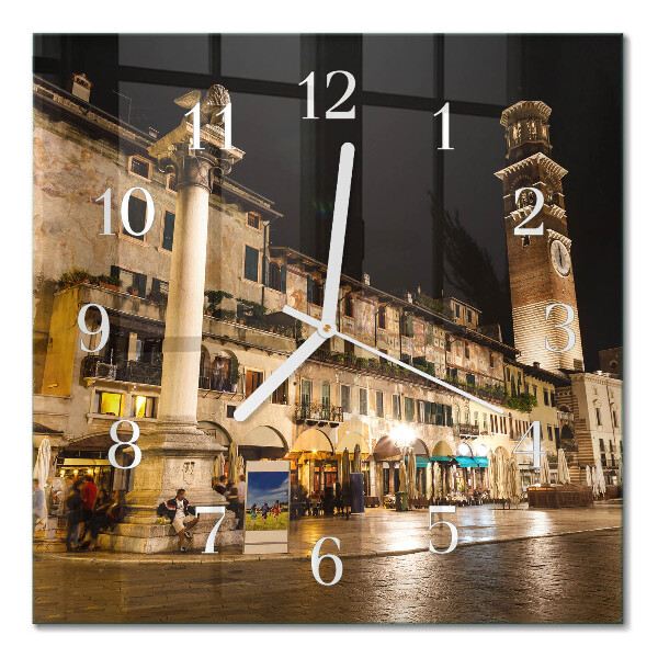 Horloge carrée en verre Ville de nuit