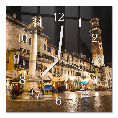 Horloge carrée en verre Ville de nuit