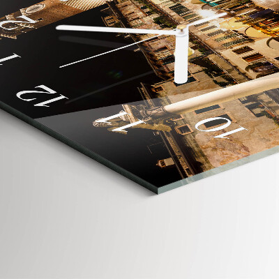 Horloge carrée en verre Ville de nuit