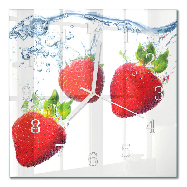 Horloge murale carrée Fraises