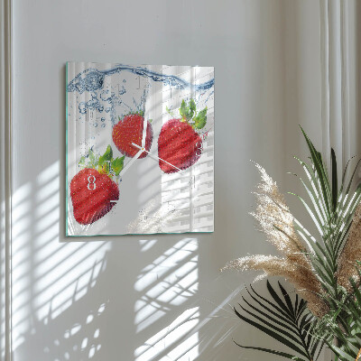 Horloge murale carrée Fraises