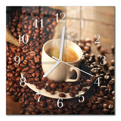 Horloge carrée en verre Une tasse de café