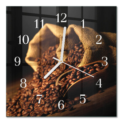 Horloge carrée en verre Café en grains