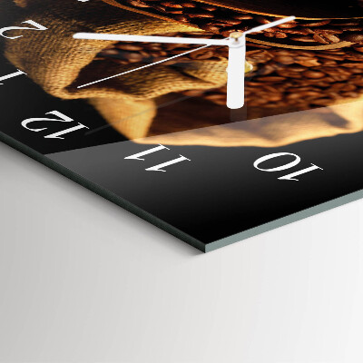 Horloge carrée en verre Café en grains