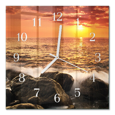 Horloge murale carrée Coucher de soleil