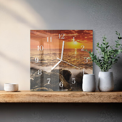 Horloge murale carrée Coucher de soleil