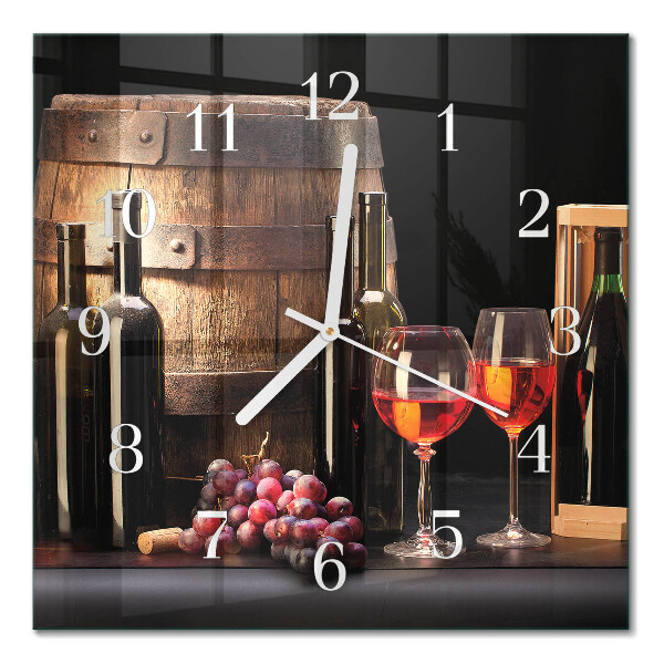 Horloge carrée en verre Un tonneau de vin