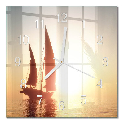 Horloge carrée en verre Voilier