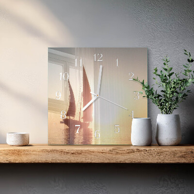 Horloge carrée en verre Voilier