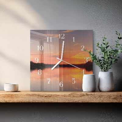 Horloge murale carrée Coucher de soleil