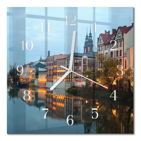 Horloge carrée en verre Vieille ville