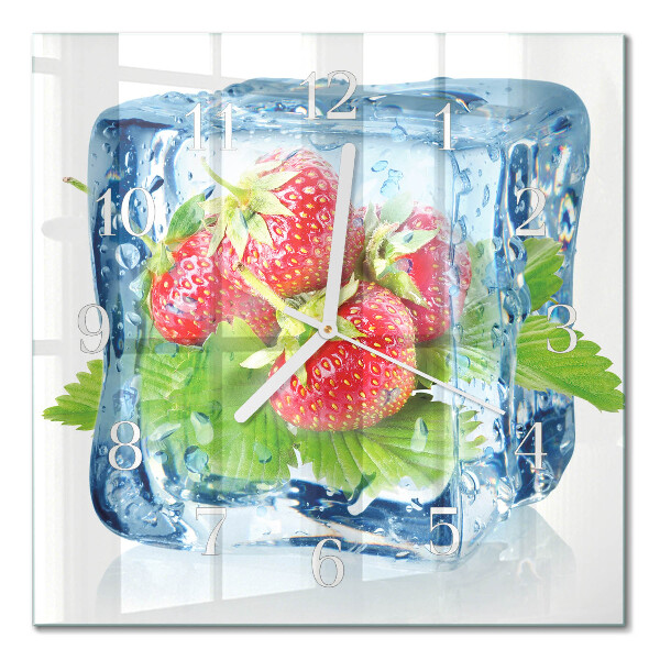 Horloge carrée en verre Glace à la fraise
