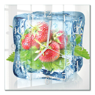 Horloge carrée en verre Glace à la fraise
