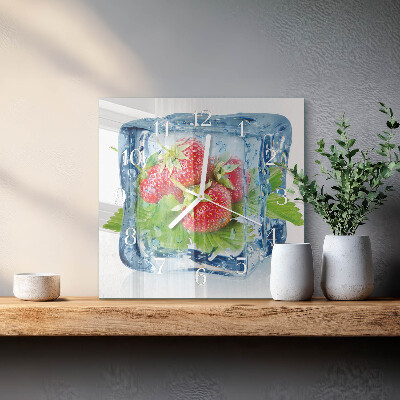 Horloge carrée en verre Glace à la fraise