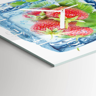 Horloge carrée en verre Glace à la fraise