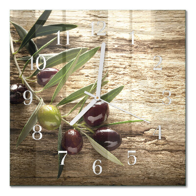 Horloge carrée en verre Olives