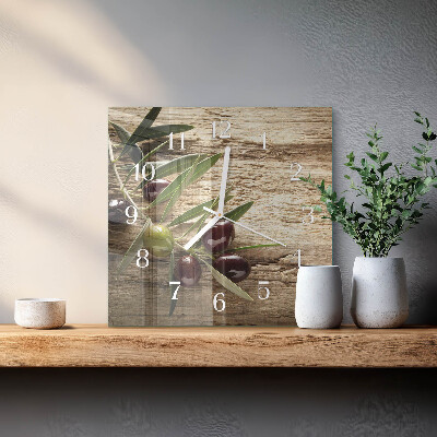 Horloge carrée en verre Olives