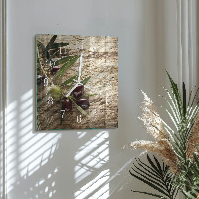 Horloge carrée en verre Olives