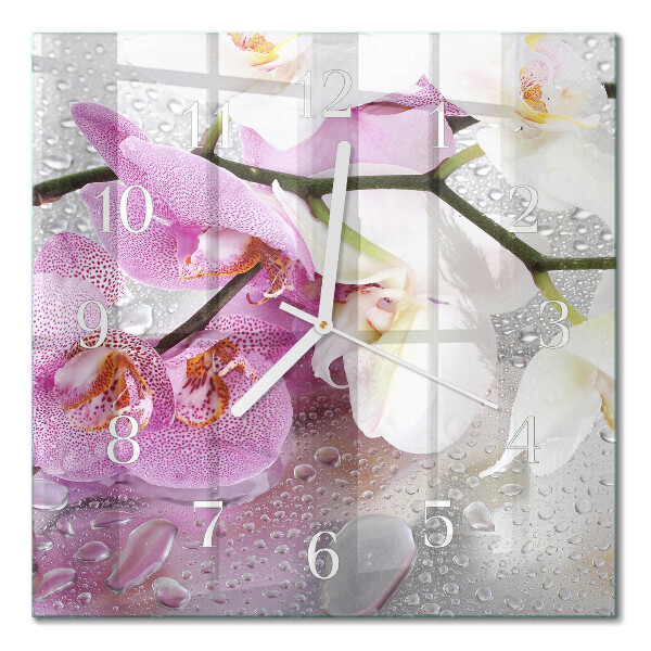 Horloge murale carrée Orchidée
