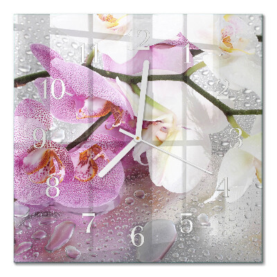 Horloge murale carrée Orchidée