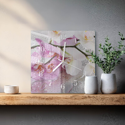 Horloge murale carrée Orchidée