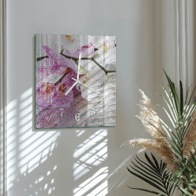 Horloge murale carrée Orchidée