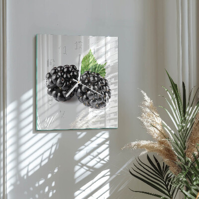 Horloge carrée en verre Mûres