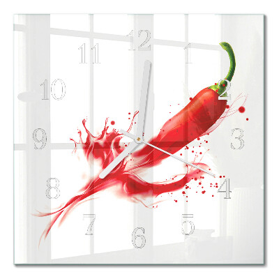 Horloge carrée en verre Piment