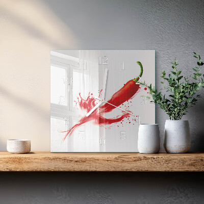 Horloge carrée en verre Piment