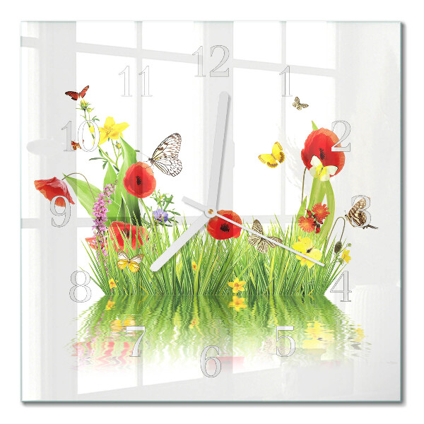 Horloge carrée en verre Prairie