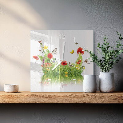 Horloge carrée en verre Prairie