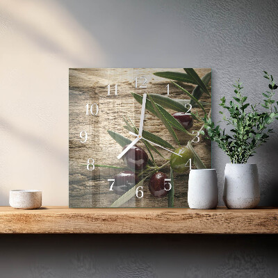 Horloge carrée en verre Olives