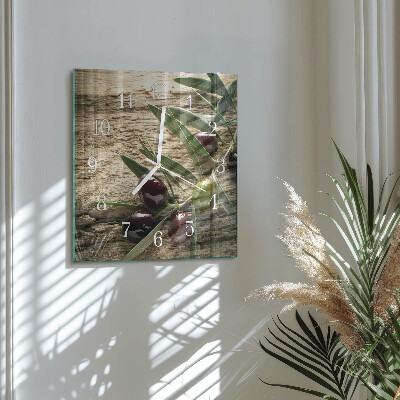Horloge carrée en verre Olives