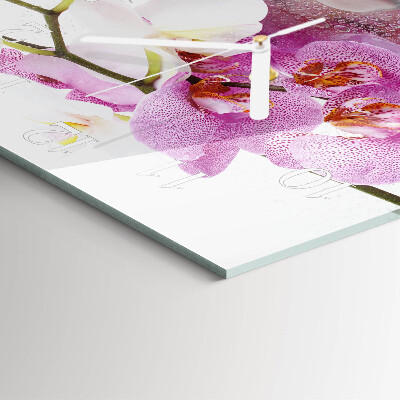 Horloge carrée en verre Orchidée