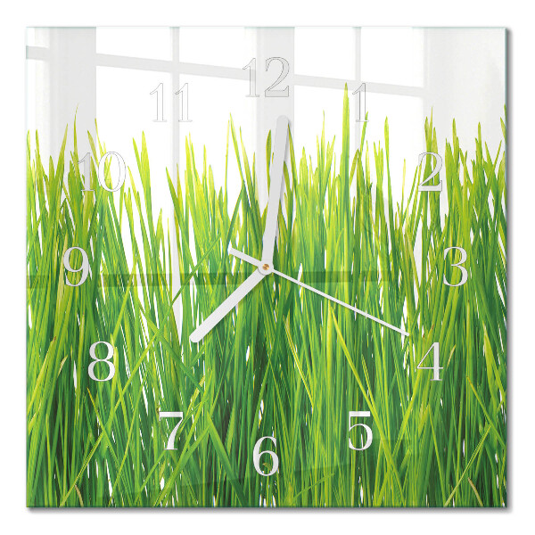 Horloge carrée en verre Herbe